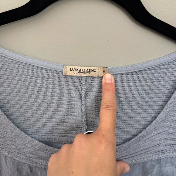 Lungo L'Arno Firenze Linen Blend Top Knitted Panel Light Blue 1X - Picture 2 of 4